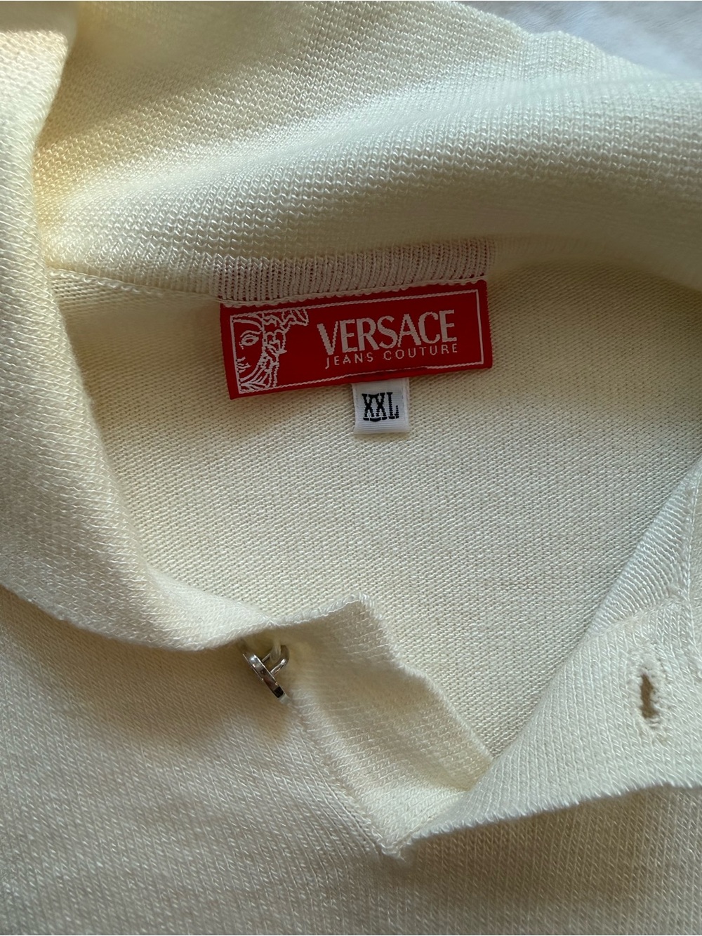 Versace Jeans Collection Cream Zip-Up Knit Jacket